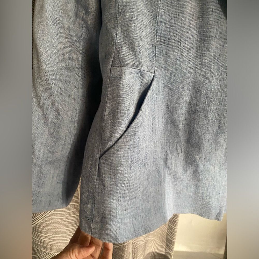 REISS Linen Blend Blazer Single Button Blazer Maddy Rye Light Blue Size Large - Picture 7 of 11